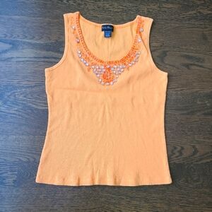 Ashley Stewart Orange Embellished Women's Tank Top Sz.3X